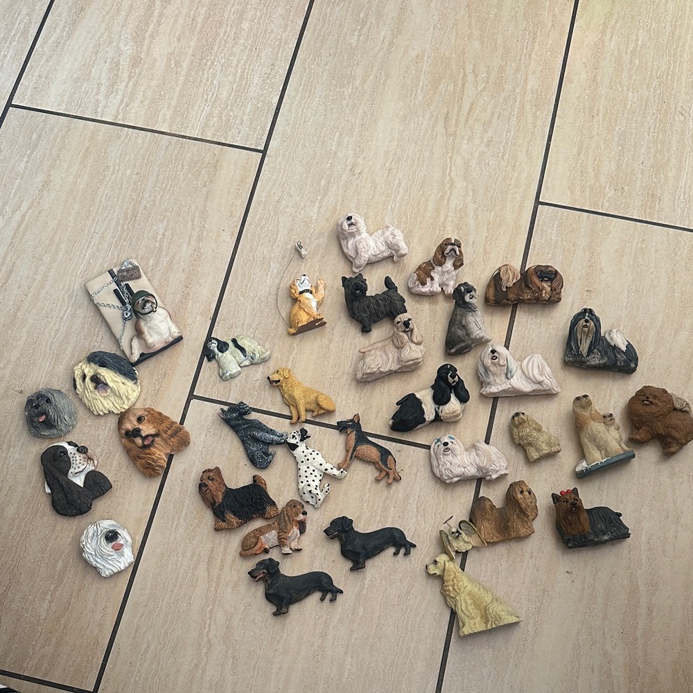 Assorted Vintage 3-D Dog Figurines Refrigerator Magnetic Collection